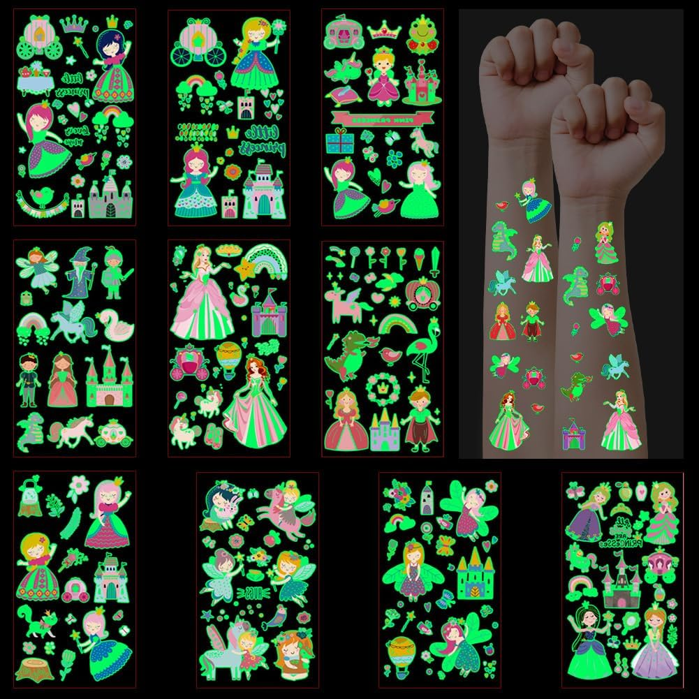 Diuli Princess Luminous Sticker, 10Pcs Glow in the Princess Dark Stickers Princesses Decals Ceiling Baby Room Skull Wall Decor DIY Luminous Adhesive Sticker for Girls Boys Bedroom Nursery - 10Pcs-Mermaids image number 2
