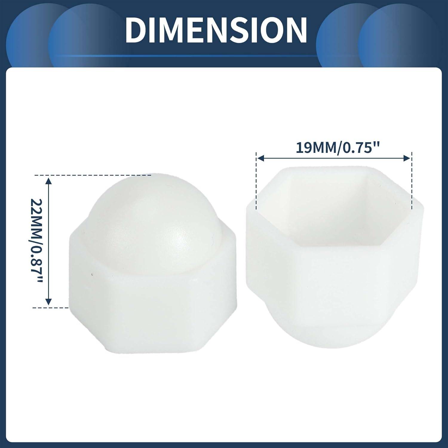 INFINAUTO Wheel Nut Bolt Outer 19 Mm Rims Tyre Nut Screws Dust Cap Cover Nut Protection Plastic White Pack of 1 image number 5