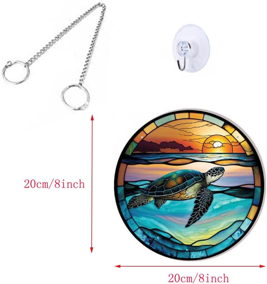 7.9'' Acrylic Window Hanging Decor,Stained Panel Hangings Decorative Acrylic Wall Decor Colorful Ornament Window Hangings for Outdoor Indoor Decor(Marine Turtle) - Flamingo image number 3