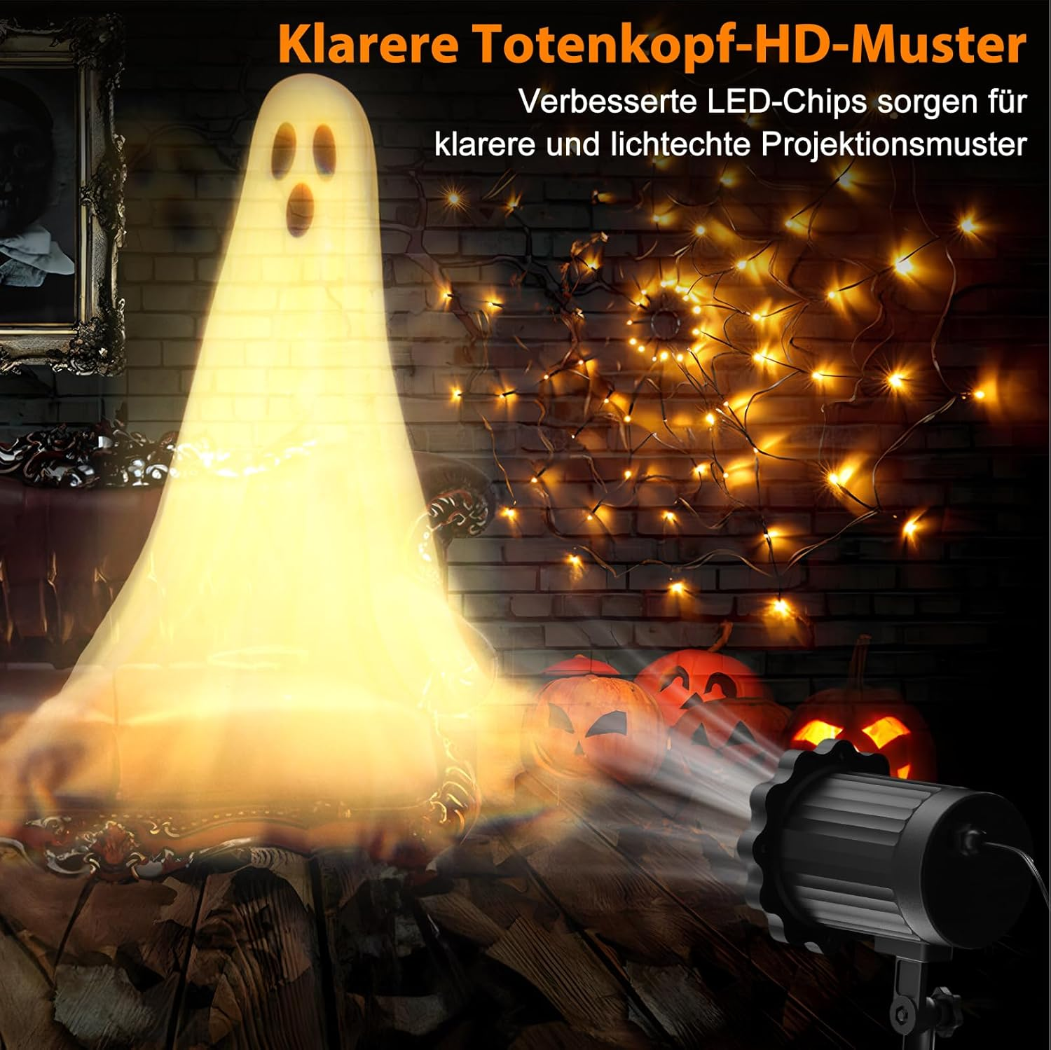 Halloween Decoration Outdoor Indoor 3D Dynamic Halloween Projector Waterproof LED Projection Lamp with Ghosts for Wall Cemetery Window Garden Yard Party Decoration Projector Light Outdoor image number 2