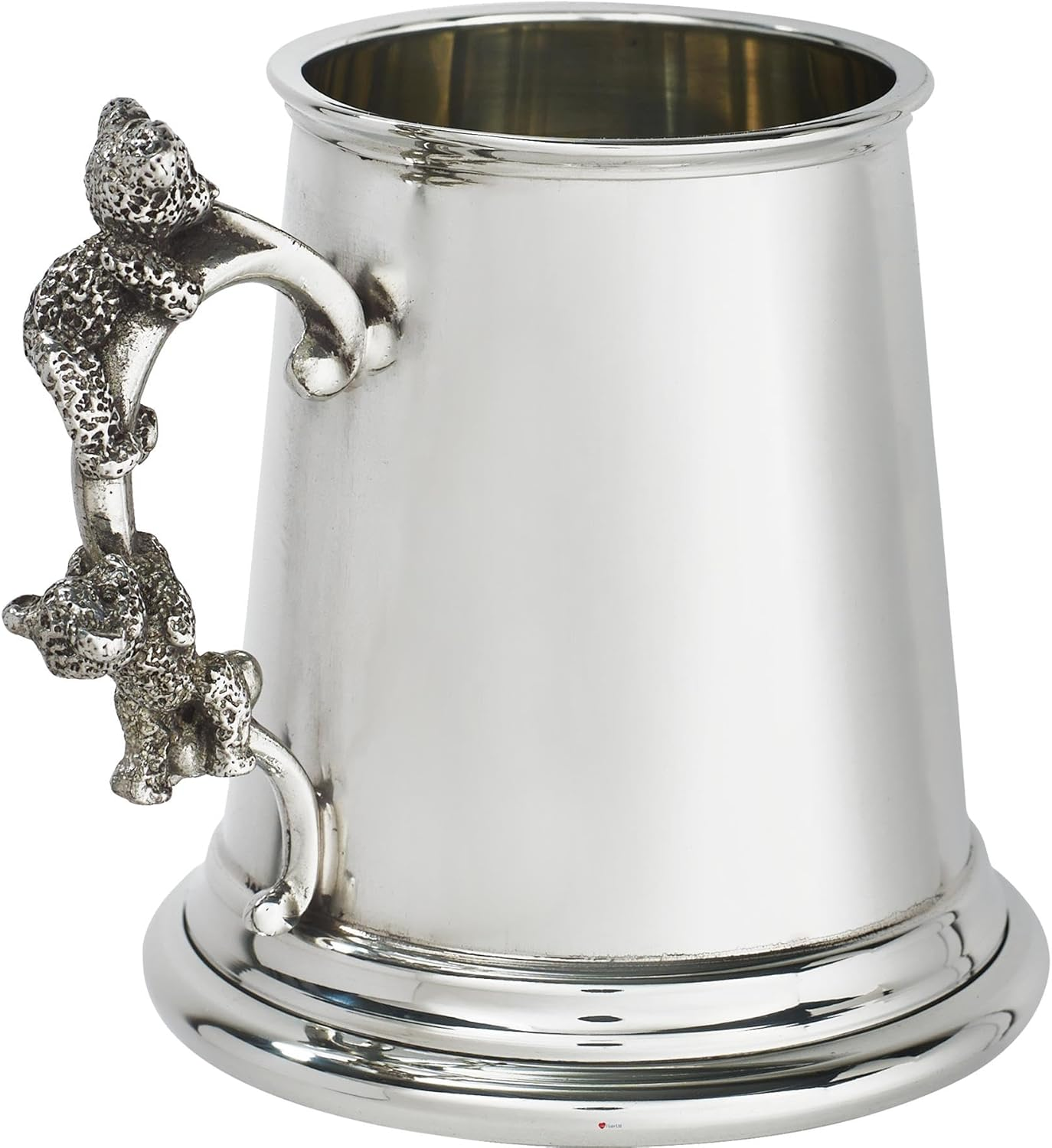 Teddy Bear Handle Quarter Pint Baby Christening Mug Tankard Pewter Plain Body Cute Teddys Climbing up Handle Perfect for Engraved Supplied in Satin Presentation Box image number 5