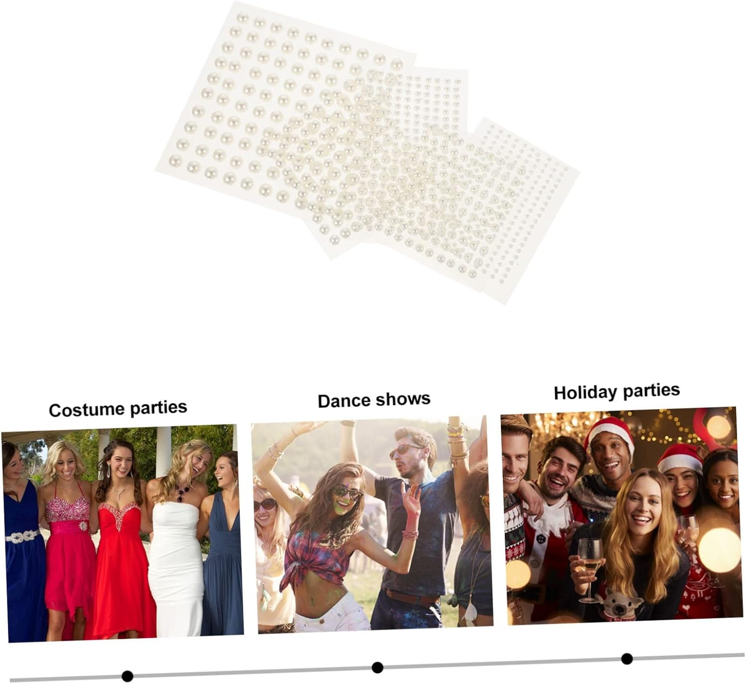 Baluue Adhesive Pearl Stickers 10Pcs 3Mm-8Mm Face Decorative Gems Nail Art Accessories for Women Hair and Makeup Craft image number 2