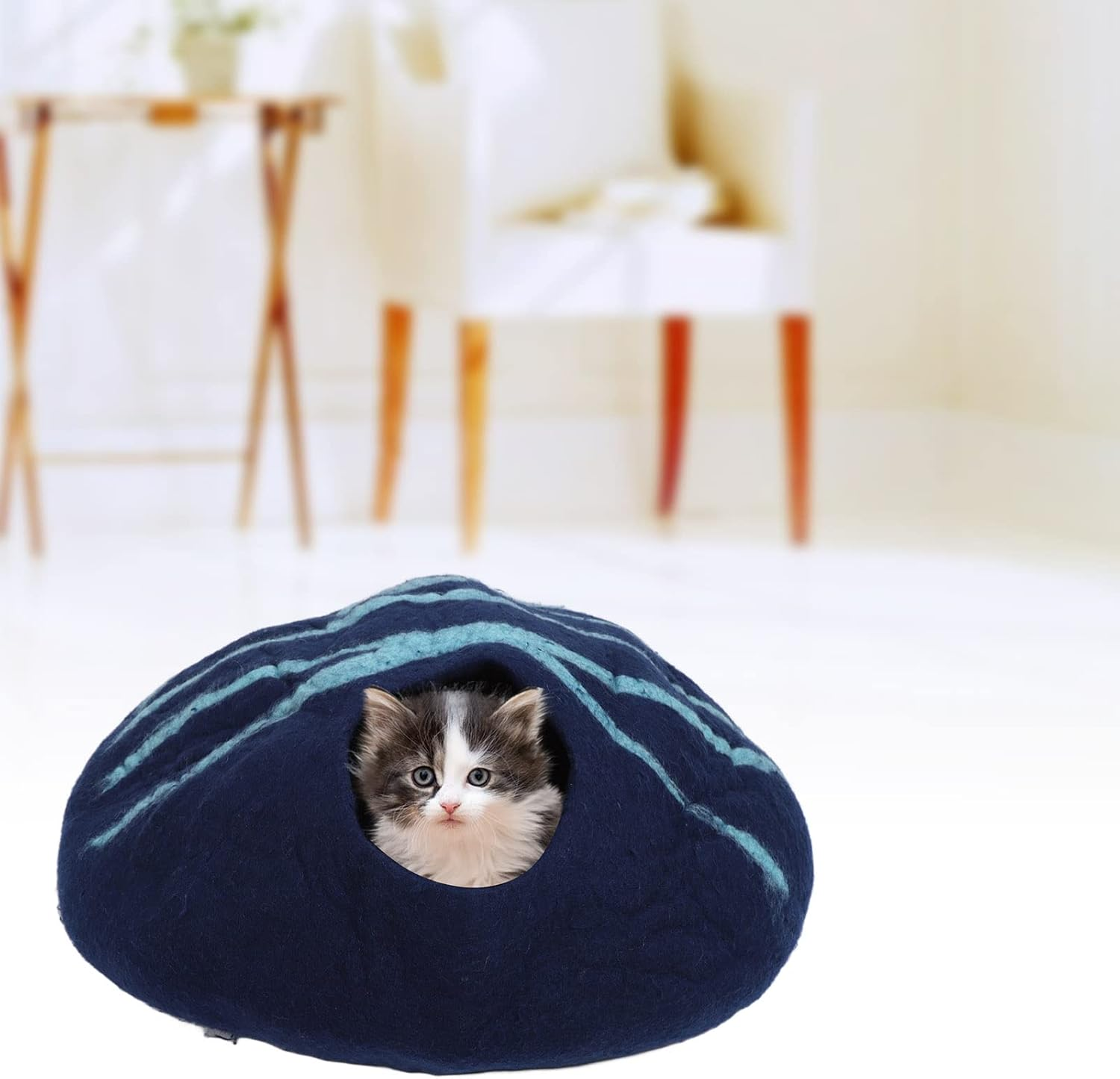 Premium Felt Cat Bed Cave，Wool Cat Cave Bed Keep Warm Soft and Comfortable Multipurpose Cat Bed for Cats Kittens Small Pets， Cozy House Indoor Bed for Cats & Kittens ， Pet Felt Cat Cave, Hideout