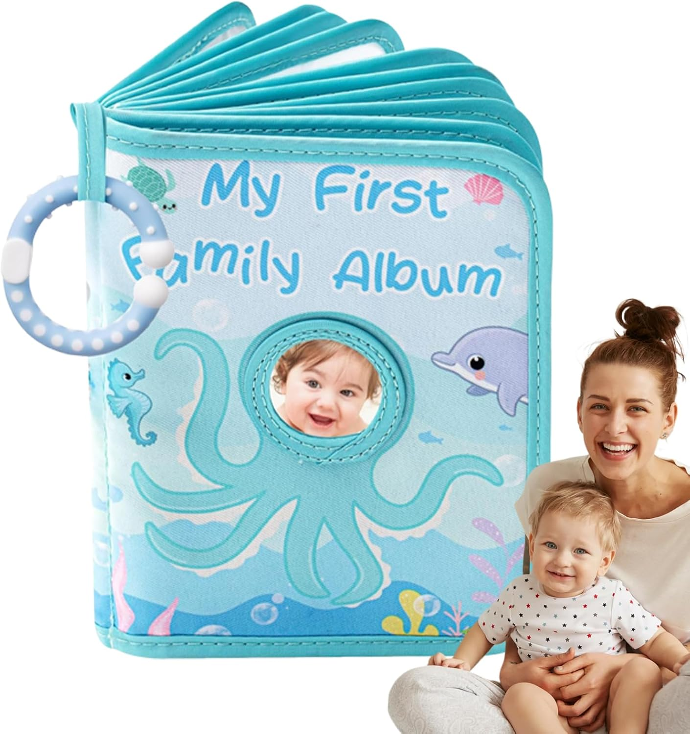 Baby First Photo Album - First Family Memory Book,Octopus-Themed Soft Cloth Holds 4X6Inch Photos Album for Home Grandparents Parents Boy Kids Girl image number 5