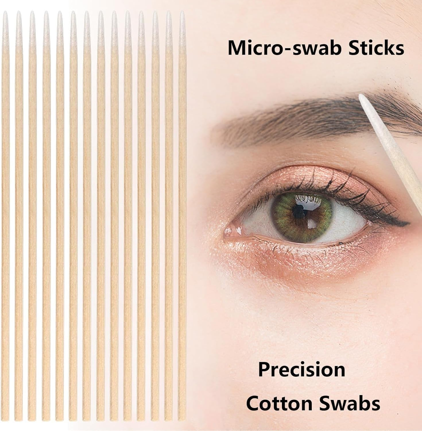 1300PCS Pointed Cotton Swabs,4 Inch Microblading Cotton Swab with Wooden Sticks for Makeup, Tattoo Permanent Supplies and Cleaning (13Packs)
