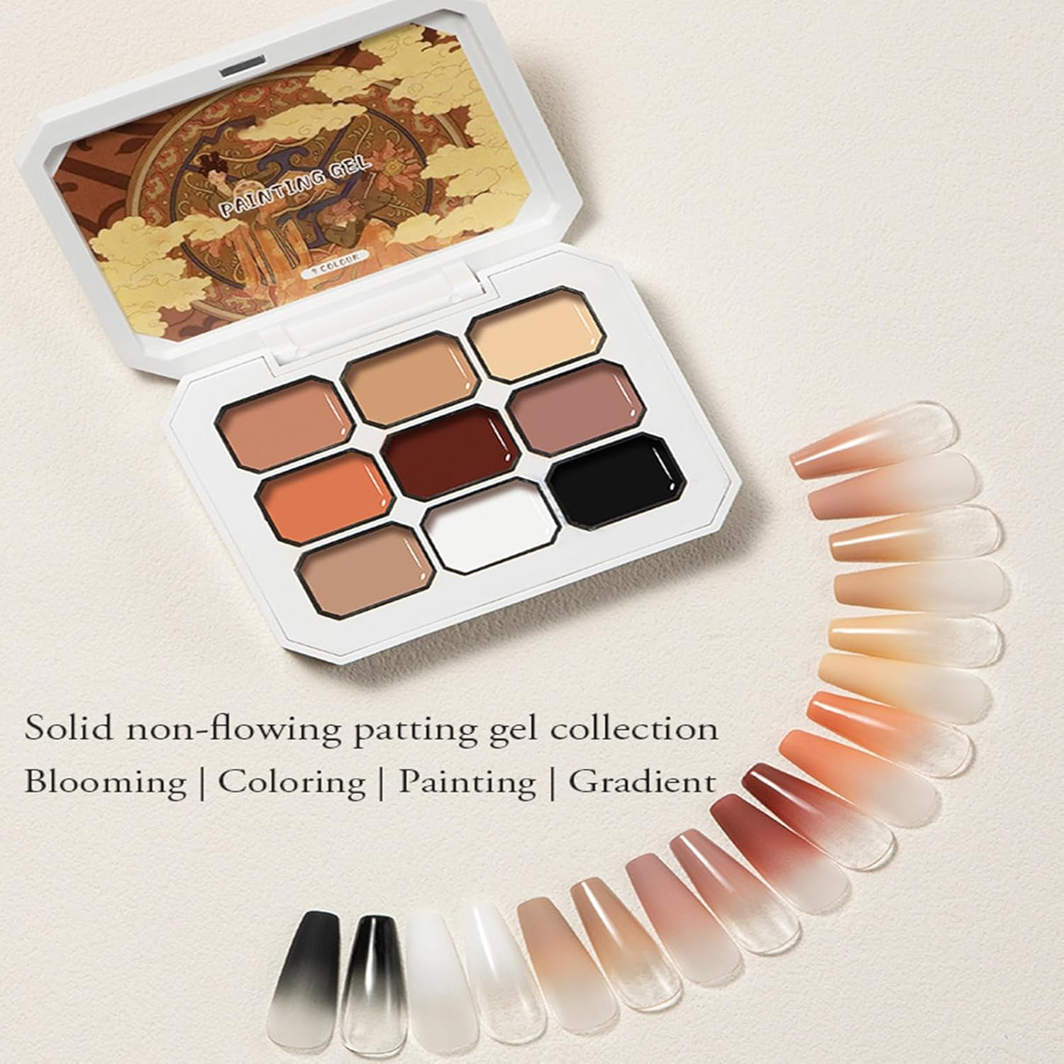 Solid Nail Gel - 9 Colors Cream Nail Polish Palette Set | Professional High-Shine Manicure Tool, Quick-Dry Long-Lasting Beauty Supplies for Women Girls Daily Use image number 1