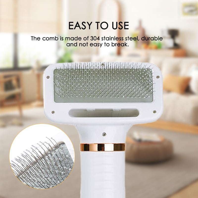 2 in 1 Pet Hair Dryer, Pet Grooming Blowing Dryer with Slicker Brush, 3 Heat Settings, One-Button Hair Removal, Portable Dog Blower, Professional Home Grooming Furry Drying for Cat Dog image number 4