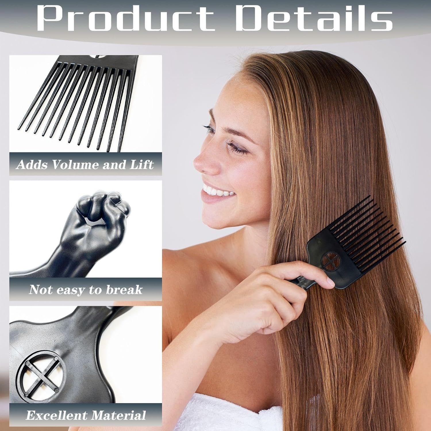 4 Pieces Fist Styling Comb, Funny Comb, Plastic Comb, Hair Comb Hair Styling Tools image number 2
