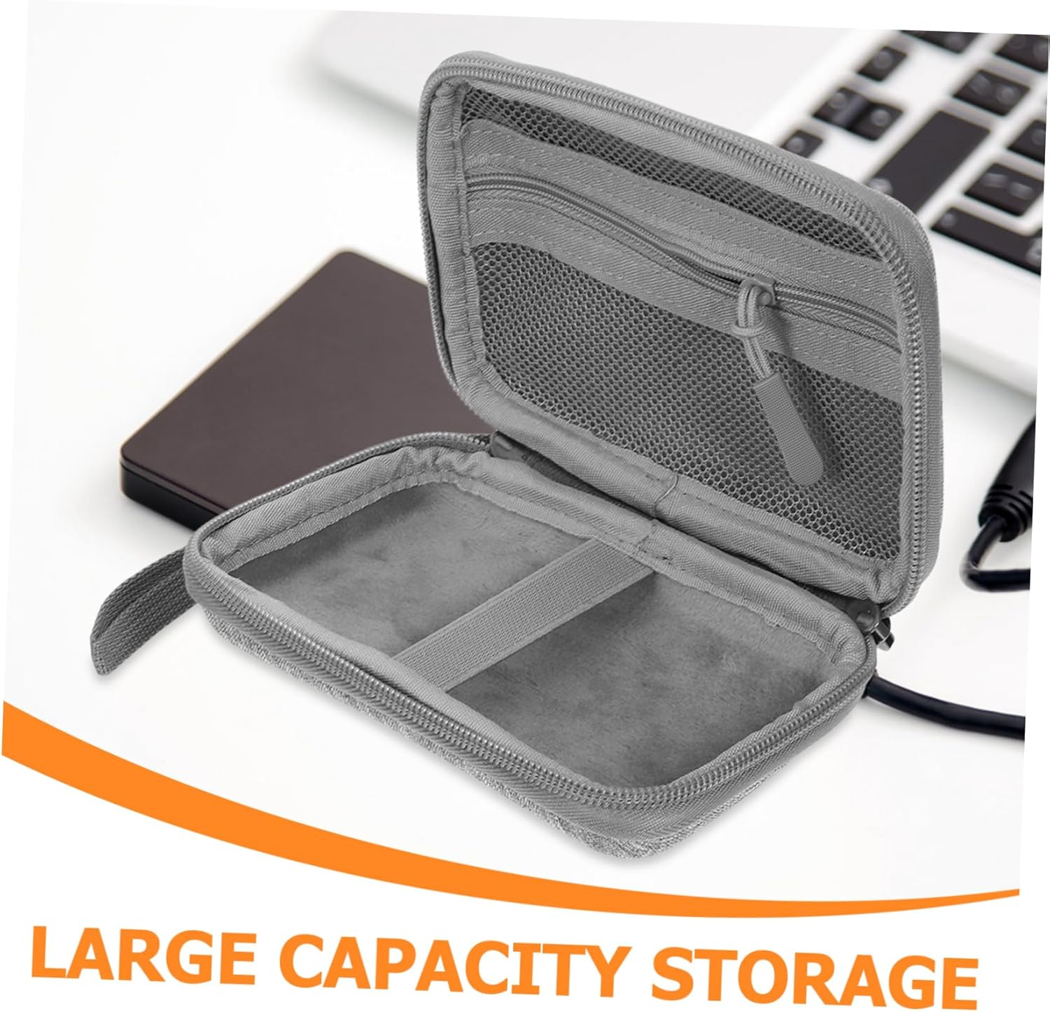 QUMIIRITY Portable Hard Drive Storage Bag for Travel Compact Cable Organizer Case for Earphones and Accessories Lightweight and Stylish Data Cable Storage Design image number 5