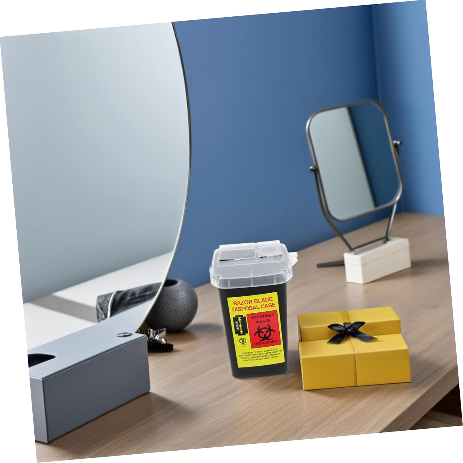 MUCKLILY 2Pcs Blades Storage Boxes for Razor Double-Edged Razor Blade Disposal Case Barbershop Supplies Sharps Container image number 4