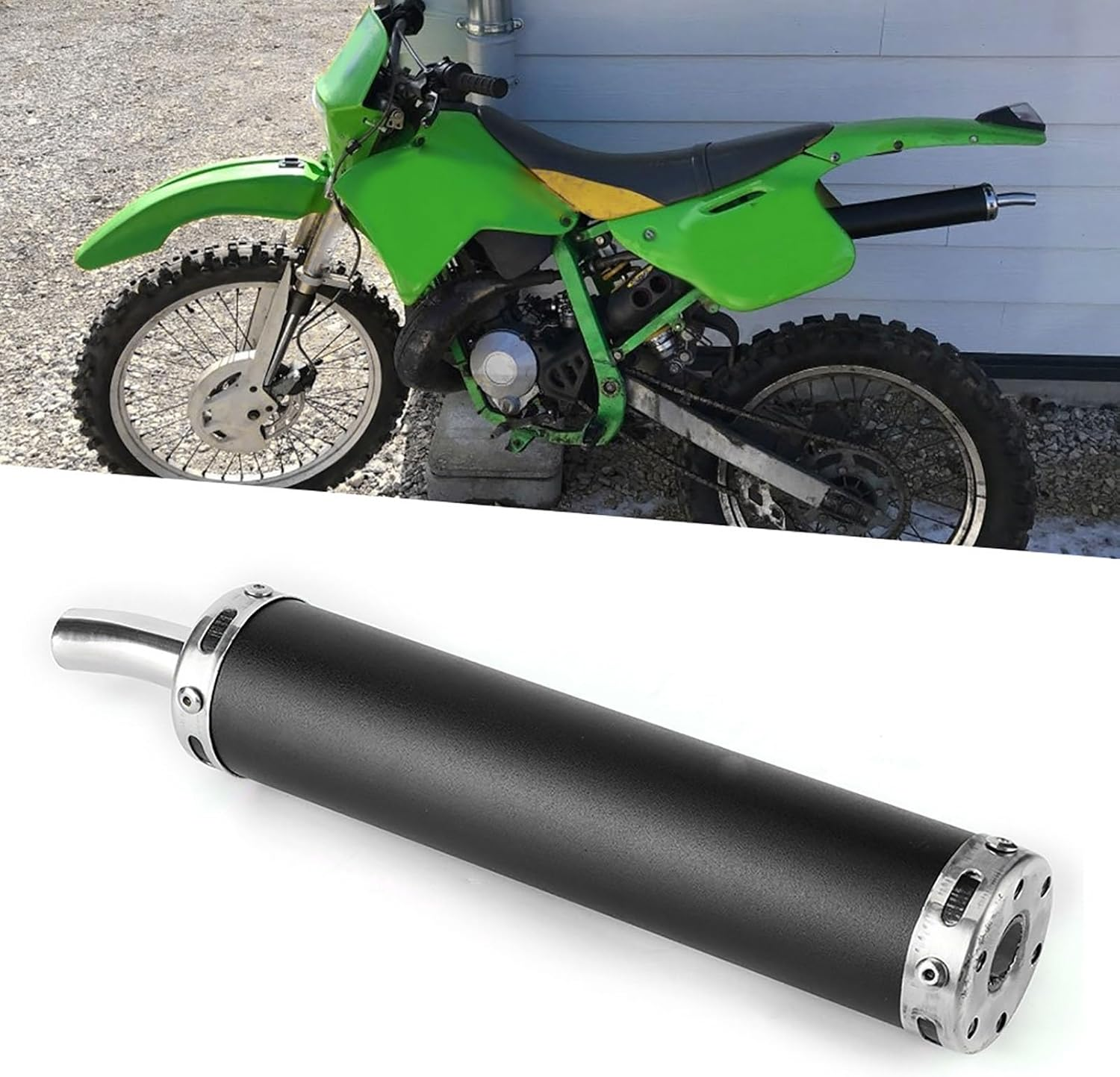 Generic Stainless Steel Exhaust Muffler Silencer 20Mm/0.8In Modified Parts for 2 Stroke Motorcycle High Strength Noise Reduction Stylish Design (Black) image number 1