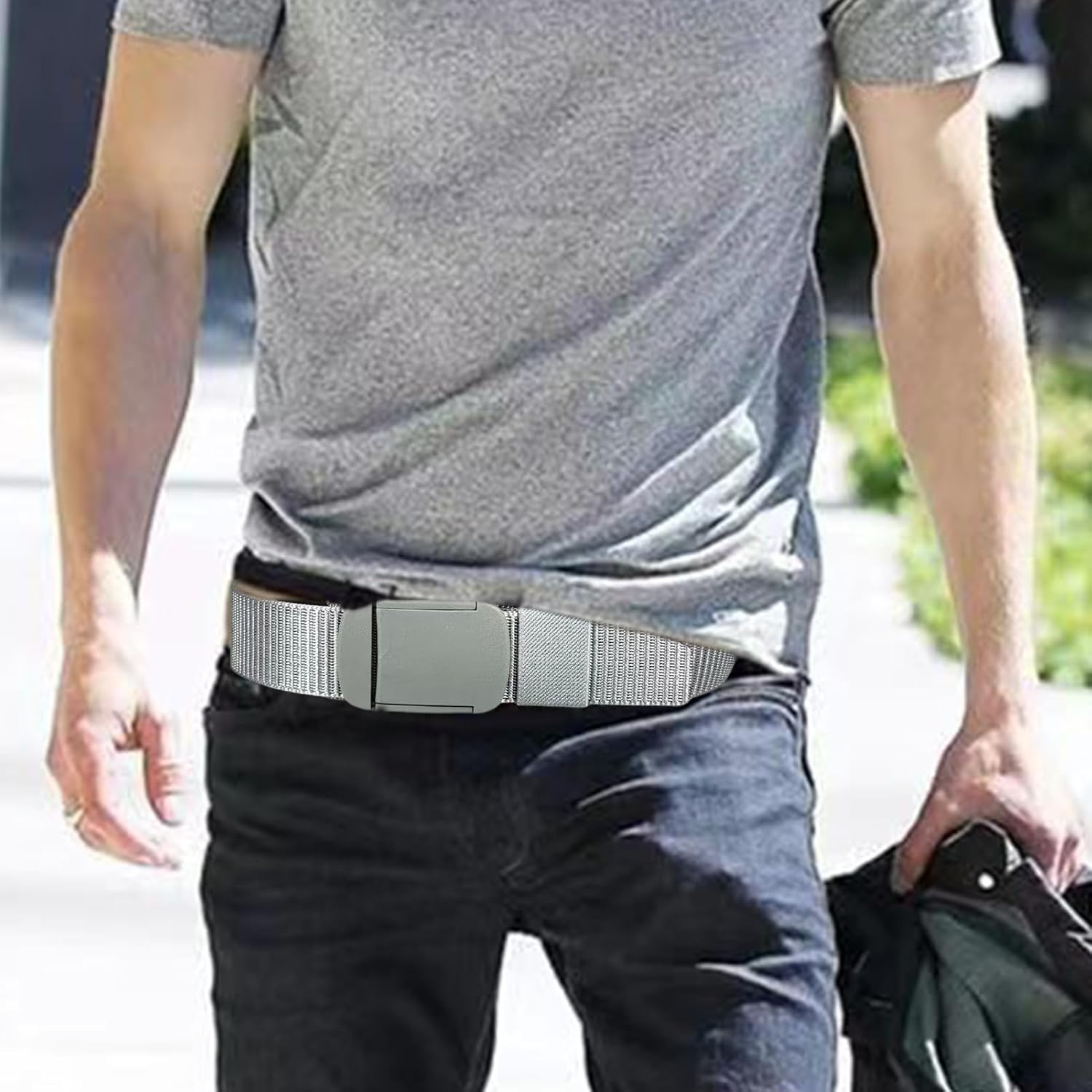 Travel Security Money Belt, Money Belt with Hidden Money Pocket, Undercover Hidden Wallet, Adjustable Canvas Belt for Travel, Money Waist Belt Bag, Anti-Theft Passport Wallets for Men & Women image number 4