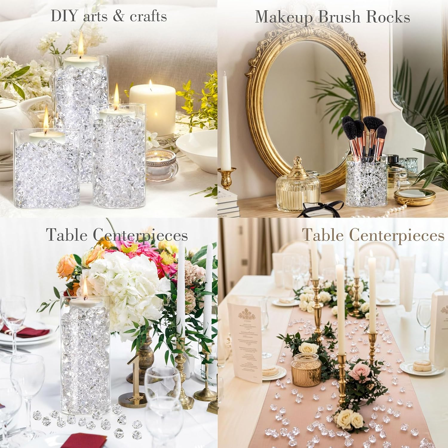 150PCS Dazzling Clear Ice Rocks,Fake Crushed Ice Rocks,Fake Gold,Plastic Gems Acrylic Crushed,Mini Diamonds for Vases Fillers Table Scatter Decor image number 3