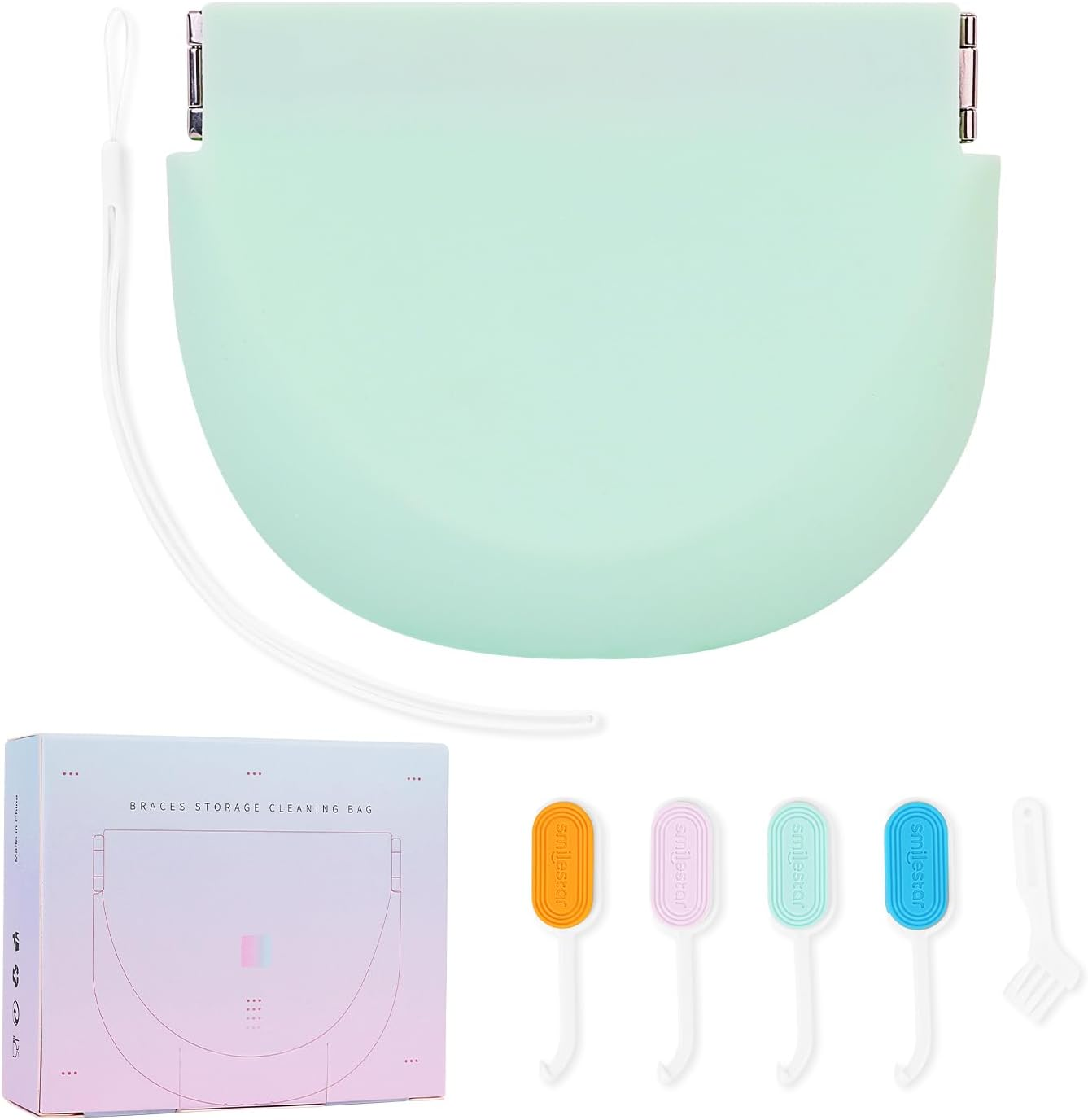 Ditind Silicone Retainer Case, 2 in 1 Aligner Remover Tool & Chewies, Portable Slim Night Guard Case with Lanyard, Orthodontic Mouth Guard Case Set for for Girl, Boy, Women, Men