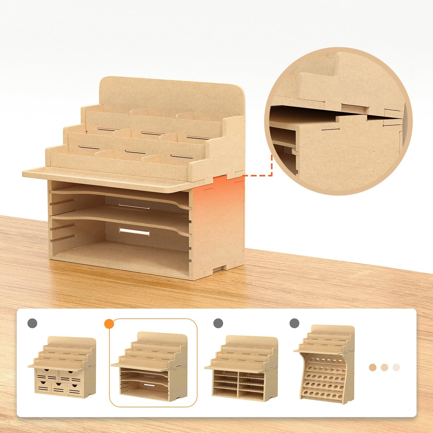 Bucasso Plastic Model Baking Rack, 4 Tier Paint Ink Bottle Paint Tool Storage Kit, MDF Material Model Tool Organizer, Craft Supplies Storage Rack for Tamiya/Gouda Paint and Miniature Model Tools, Gk3 image number 2