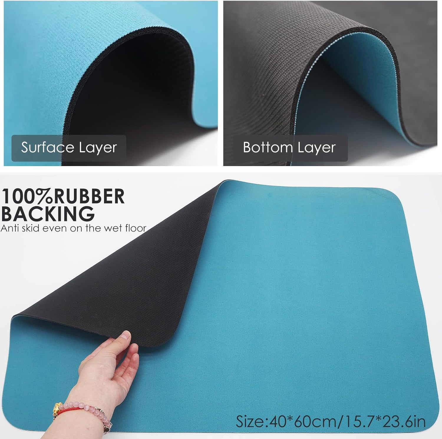 Dish Drying Mat for Coffee Kitchen Counter, Non-Slip Rubber Backed Absorbent Quick Dry Pad for under Coffee Maker Coffee Machine Coffee Pot Espresso Machine Dish Rack (Blue, 40*60Cm) - Blue image number 4