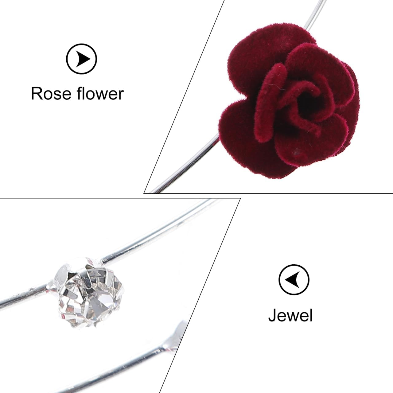 Beaupretty Double Layer Headband with Sparkling Rhinestones and Rose Decoration Headband Women'S Thin Wine Red Stylish Hair Accessories for Girls and Women image number 5