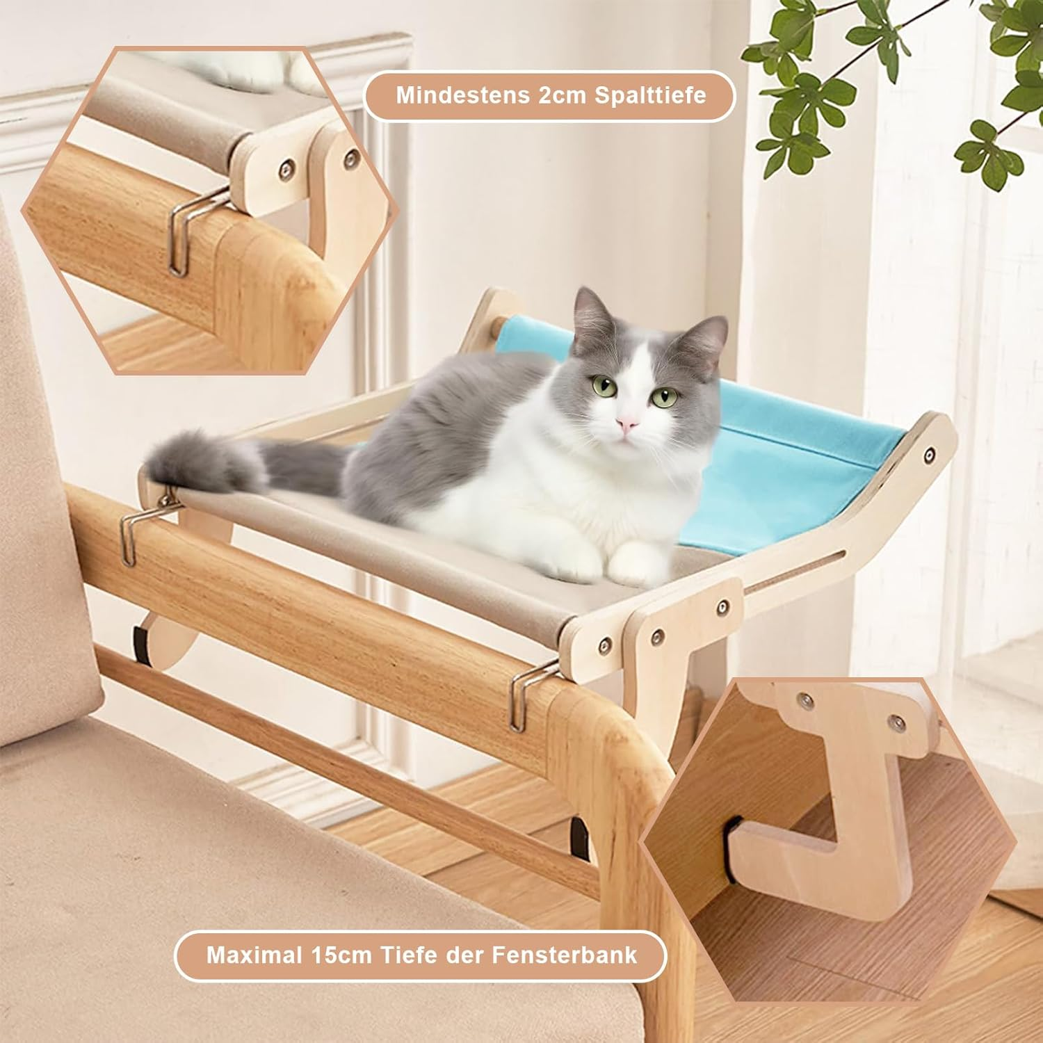 Cat Hammock for Windows, Climbing Wall Cats, Window Seats for Cats, Cat Bed for Bed Edge, Cats, Balcony, Hammock, Bed for Windowsill, Cat Lounger up to 18 Kg image number 1