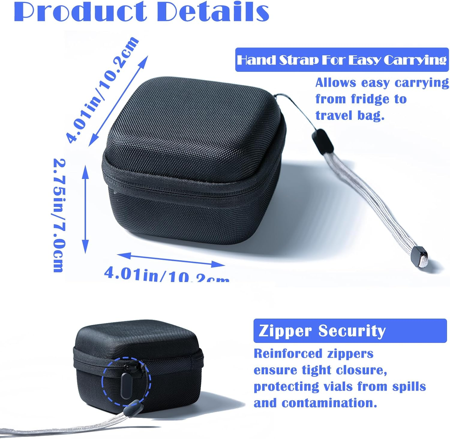 Insulin Fridge Holder Storage Case Insulin Vial Protector Holder Insulin Cooler Travel Case Organizer Fits Standard 10Ml U-100 Vials,9-Slot,Black (9 Slots) image number 6