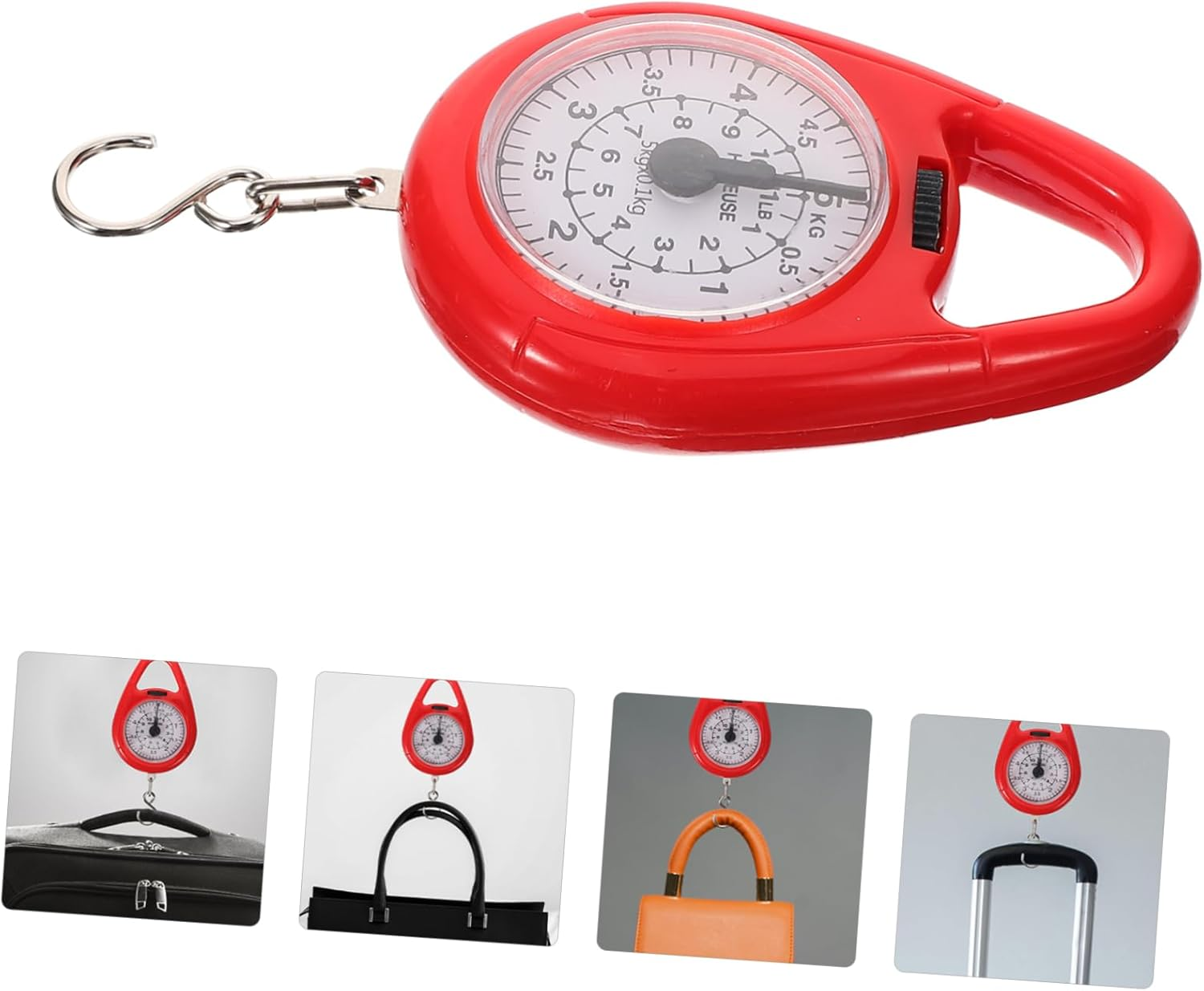 TOPPERFUN Mini Portable Mechanical Spring Scale Hanging Handheld Luggage Scale Hook Small Red Travel Weighing for Fishing and Lightweight Items image number 3