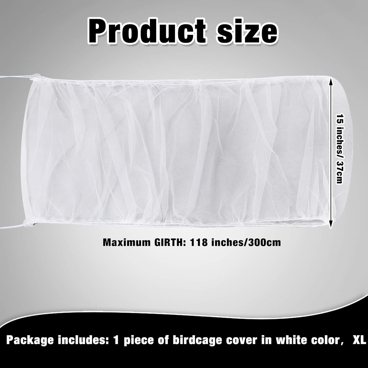 Shappy Large Bird Cage Seed Catcher,Bird Cage Cover Net Skirt Guard,Adjustable Soft Airy Mesh Net for Parrot Parakeet Macaw(118 X 15 Inch/ 300 X 37 Cm,White) image number 1