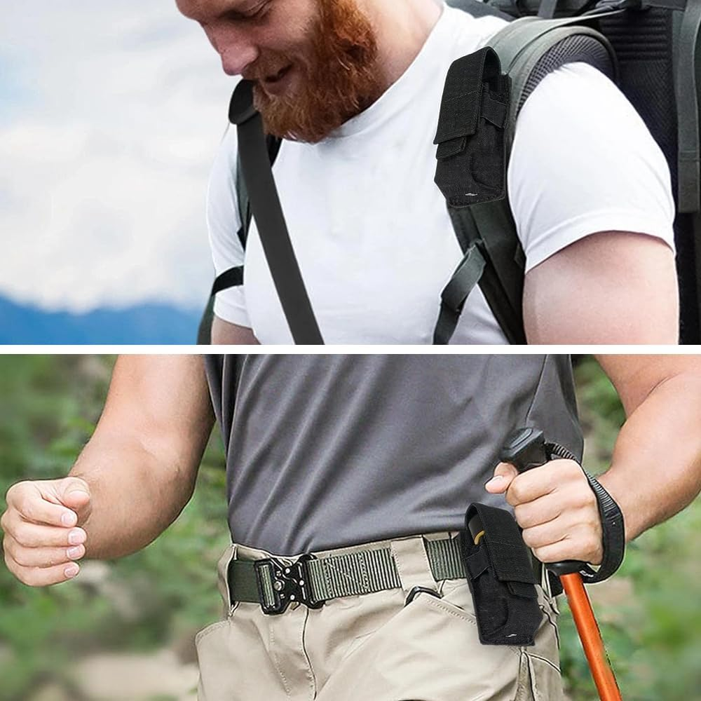 Poemtian Flashlight Pouch Nylon Flashlight Torch Pouch Tactical Flashlight Holster Belt Holster Holder Torch Carry Case for Climbing Trekking Outdoor Activity image number 4