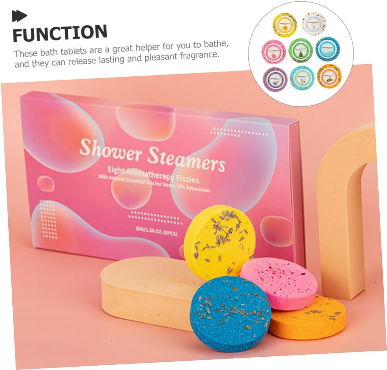 8Pcs Essential Oil Shower Tablets Dried Flowers Nourishing Skin Soothing Aroma Bath Salt Tablets for Home Bathing Self Care image number 4