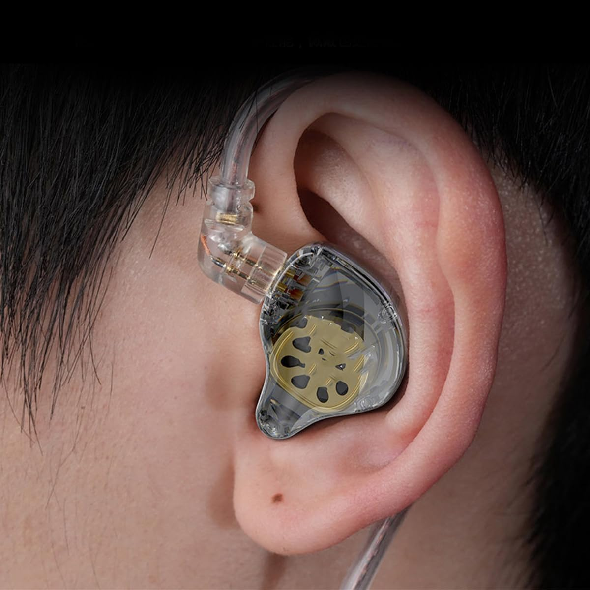 Laroal in Ear Monitors for Musicians, IEM Earbuds, Earphones with Deep Bass, Driver, over Ear Headset for Musicians Stage (Clear Grey with Microphone) image number 6