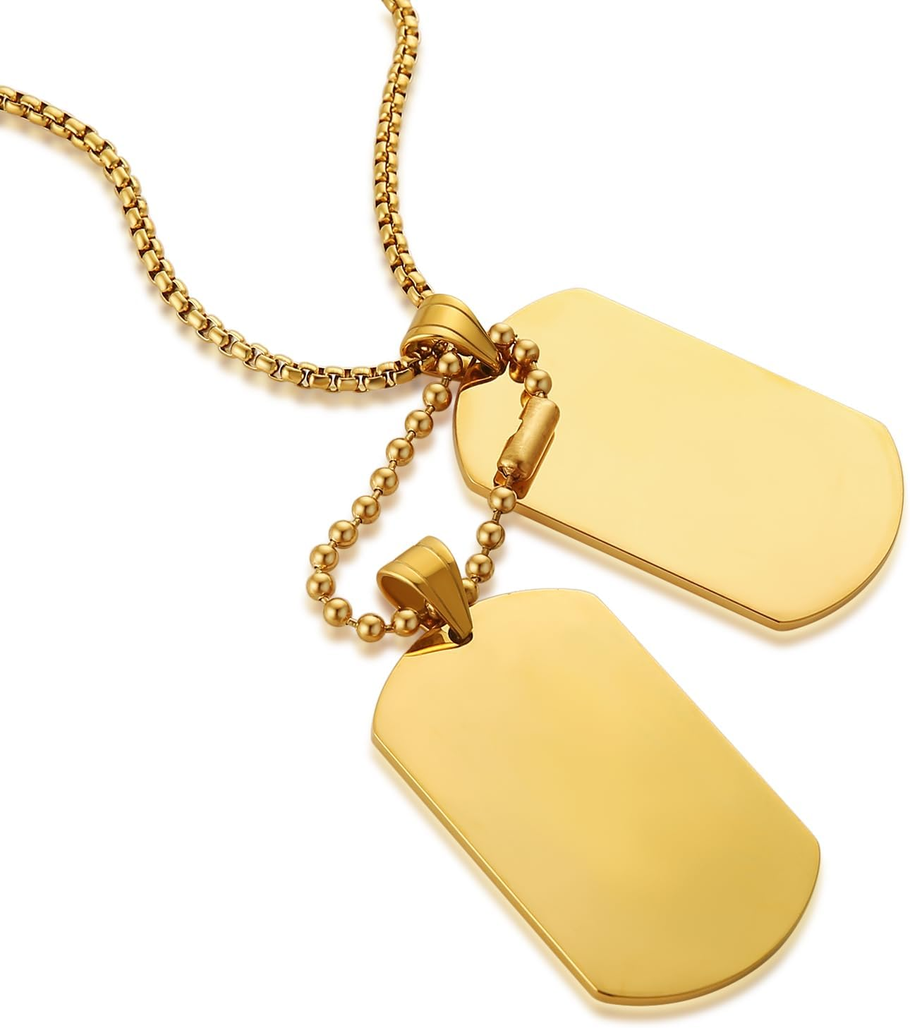 HZMAN Mens High Polishing Stainless Steel Dog Tag Pendant Necklace 22+2 Inch Link Chain