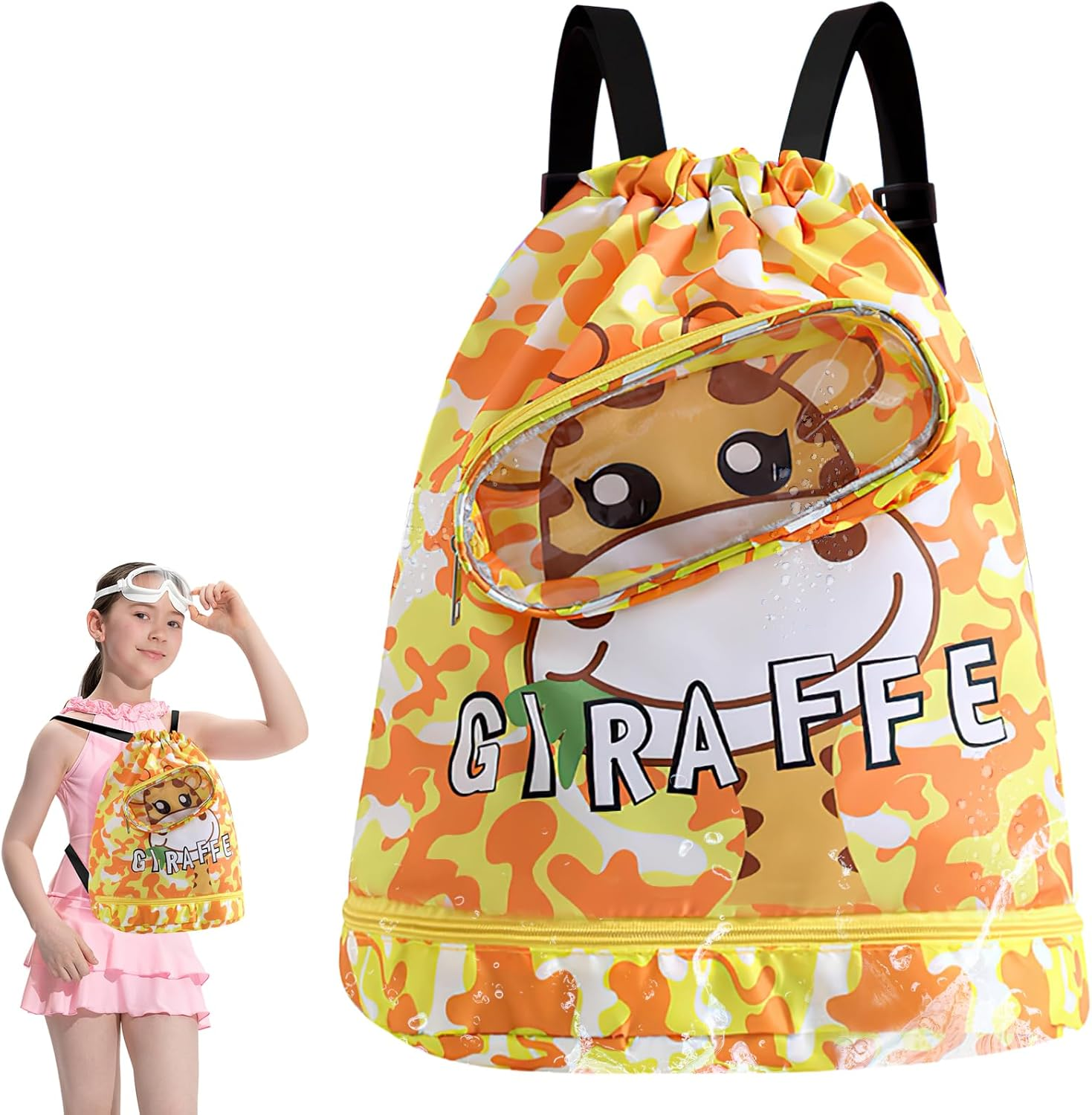 Kids Swimming Bag，Double-Layer Swimming Bag Kids Waterproof，Dry and Wet Storage Bag Adjustable Strap, Waterproof Compartment Design，Perfect Children'S Swimming Equipment Backpack. image number 6