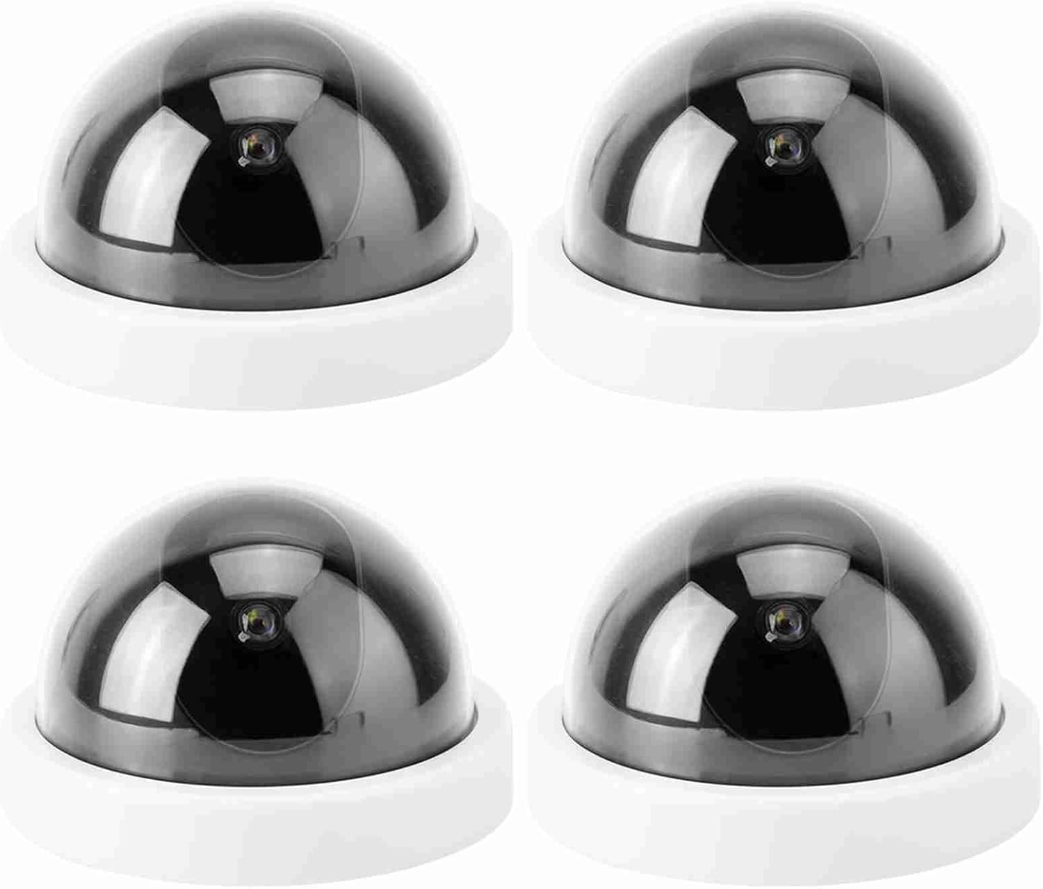 4Pcs Dome Simulation Camera, CCTV Dummy Security Camera, with Flashing Led Light, Realistic Shape for Home Hotel Supermarket Office Security (White) - Black image number 6