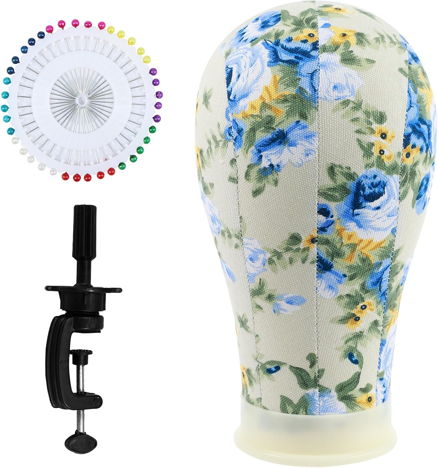 Canvas Block Head, 22Inch Wig Head Stand, Canvas Wig Head, Versatile Wig Block Head, Mannequin Wig Head, Styling Wig Head with Pins Wig Head Table Stand for Wigs Making Styling Display (Purple)