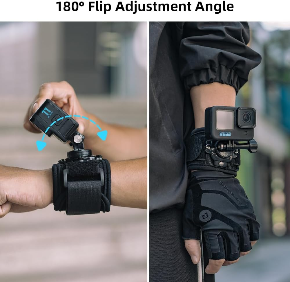 SUREWO Wrist Strap Mount Compatible with Gopro Hero 12/11/10/9/8/7//6/5 Black,Dji Osmo Action 4/3,Insta 360 ONE R,Akaso/Campark and More - Black,Silver image number 4