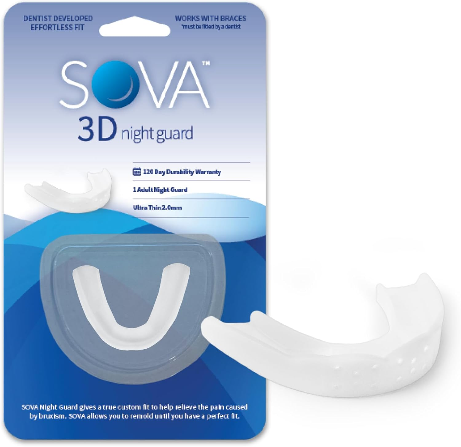 Sova 3D 1.6Mm Night Guard Custom-Fit Dental Mouth Guard, Snow White image number 5