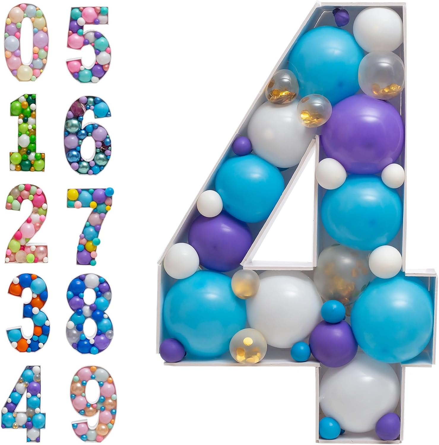 Joybox Design Mosaic Balloon Frame Light up Marquee Pre-Cut Kit Number 1 Cut-Out Extra Large Foam Board First Birthday Backdrop 1St Birthday Boy Girl Party Anniversary Decorations
