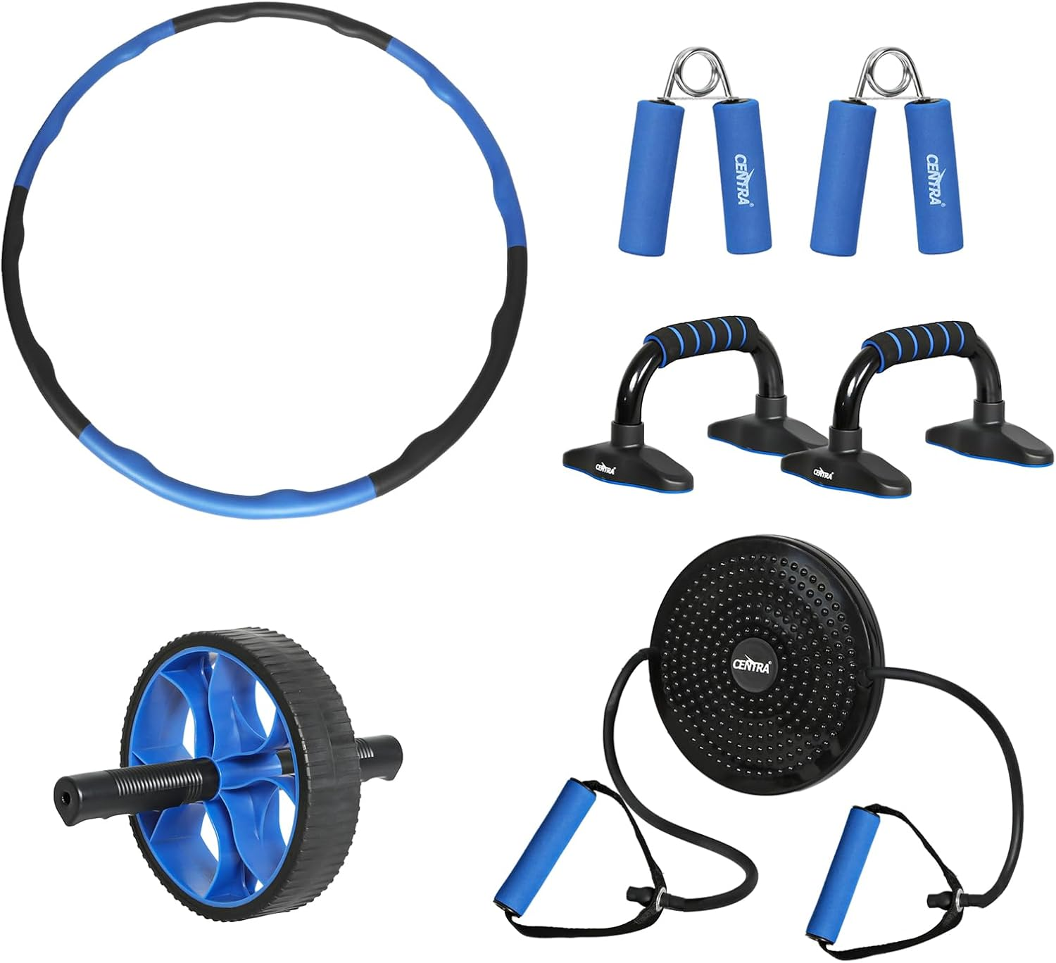 Centra Exercise Roller Wheels Set, Weighted Fitness Hula Hoop,Push up Bars,Ab Roller Wheel,Hand Grip Strengthener, Ab Twist Waist Disc Board, Home Gym Exercise Equipment image number 6