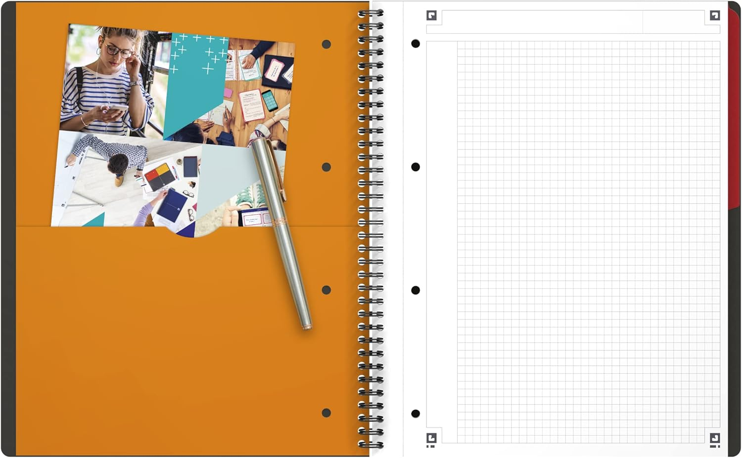 OXFORD 100104329 Activebook International A4 + Checkered with Indexable Index and Document Pocket Gray Spiral Notebook Block - a Smart Organization for Managers and Executives image number 2