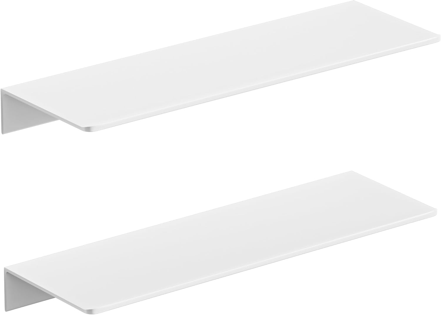 HNVNER Metal Wall Shelf, Set of 2, 40 Cm, White Floating Shelf, No Drilling, Aluminium Shower Shelf, Rustproof & Stick-On Assembly, for Wall Decoration and Storage in the Living Room, Bedroom image number 2