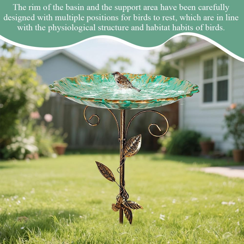 Outdoor Garden Bird Bath,Bird Feeding Basin,Standing Garden Decoration,Metal Avian Feeder Bowl,Detachable Birdie Feeder for Yard Lawn Decor image number 1
