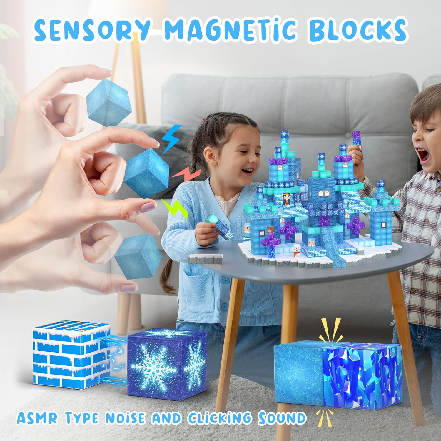 150PCS Magnetic Blocks Frozen Toys, Magnetic Building Blocks Cubes Tiles, STEM Sensory Outdoor Toys for Kids Toddlers Boys Girls Ages 3 4 5 6 7 8 Easter Birthday Gifts