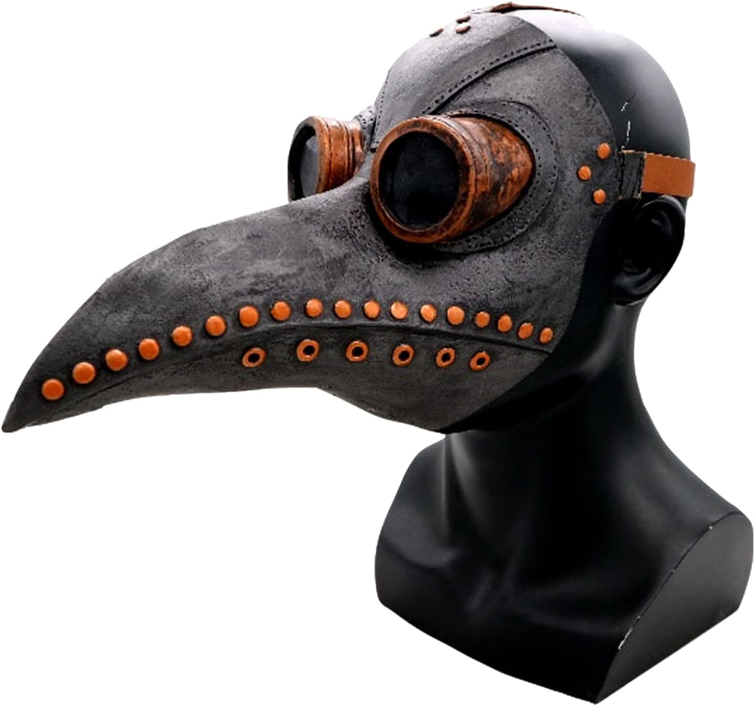 Plague Doctor Bird Costume Props - Adjustable Strap Halloween Long Nose Beak (Black)