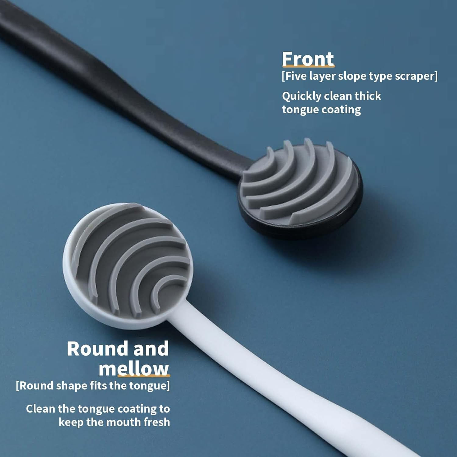 Tongue Scraper, Japanese-Style Adult Tongue Scraper Set, Featuring a 5-Layer Beveled Brush Head for Efficient Cleaning, and a TPR Soft Rubber Tongue Scraper to Keep Breath Fresh and Maintain Oral Hygiene(2 Pieces) image number 5