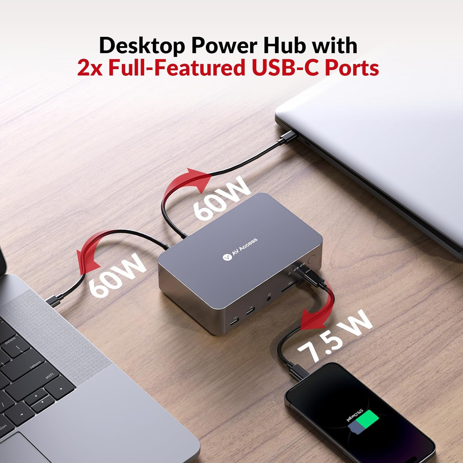 AV Access Docking Station KVM Switch 2 Monitors 2 Laptops, 4K KVM Dual Monitor, 2 USB-C MST Ports, 60W PD for Each PC,1G Ethernet, EDID Emulation, 2K@144Hz, 1080P@240Hz, Ideal for Home Office & Gaming - For 2Pcs 3 Monitors image number 4