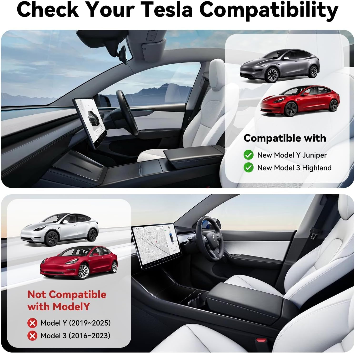 Ixtra 6PCS Center Console Organizer for Tesla Model Y Juniper 2025 2026-Model 3 Highland 2024 2025 Custom Fit Tesla Accessories [Smooth Sliding] Armrest Tray Hidden Storage Box Cup Holder Webcam Cover image number 2