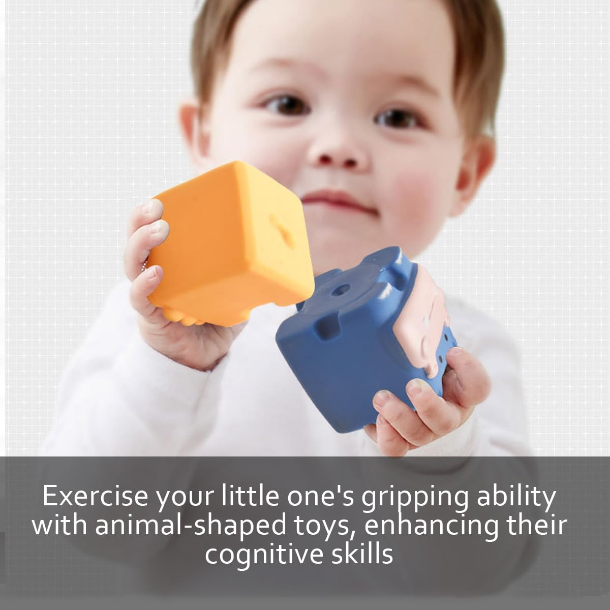 Infant Cognitive Toy Toddler Building Blocks Bath Toy 3D Embossed Animal Building Blocks Infant Cognitive Toy (Rubber) image number 5