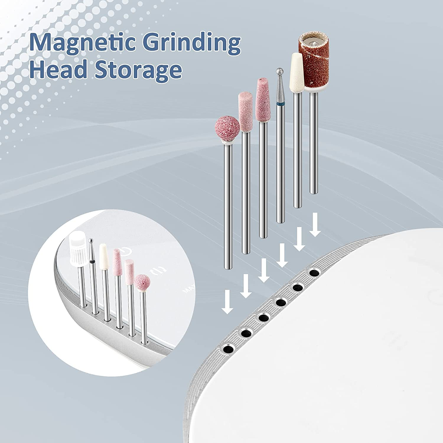 Professional Nail Drill Machine, Madenia Electric Nail File for Acrylic Gel Nails, with Touch-Sensitive Control and LCD Screen, 35000RPM (JMD-108 Gray) - Jmd-108 Blue image number 2