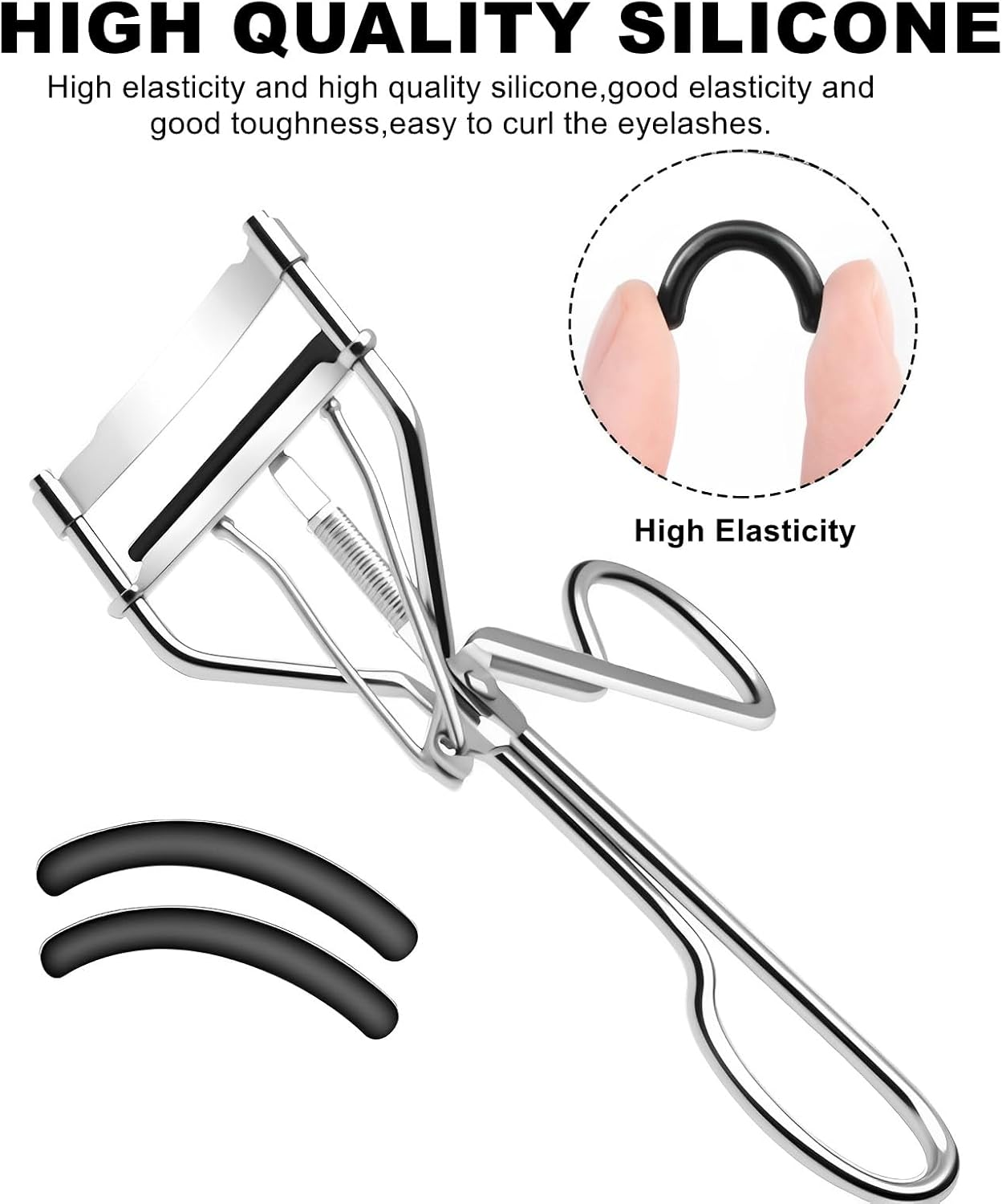 100Pack Compatible with Shiseido Eyelash Curler Refill Pads,High Elasticity Silicone Refill Pads Compatible with Shiseido Eyelash Curler,Gentle & Safe on Lashes,Black. image number 5