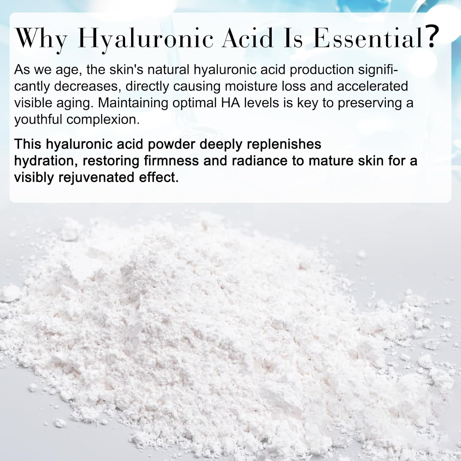 Hyaluronic Acid Powder for Face, High Molecular Weight Hyaluronic Acid Facial Serum Skin Care, Homemade Hydrating Serums, Moisturizer Skincare Cosmetics Grade 100G(5.32Oz) image number 4