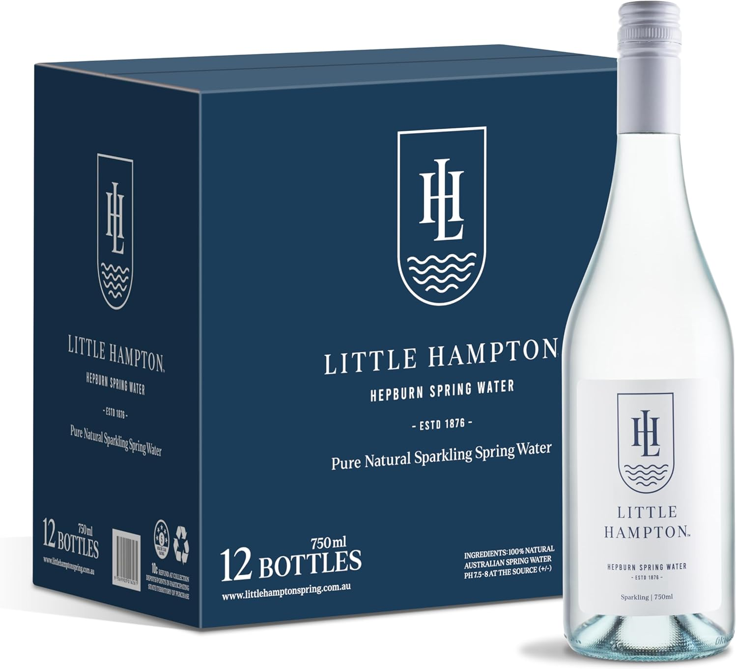 Little Hampton Sparkling Water, 750Ml Glass Bottle X 12, Proudly Australian image number 2