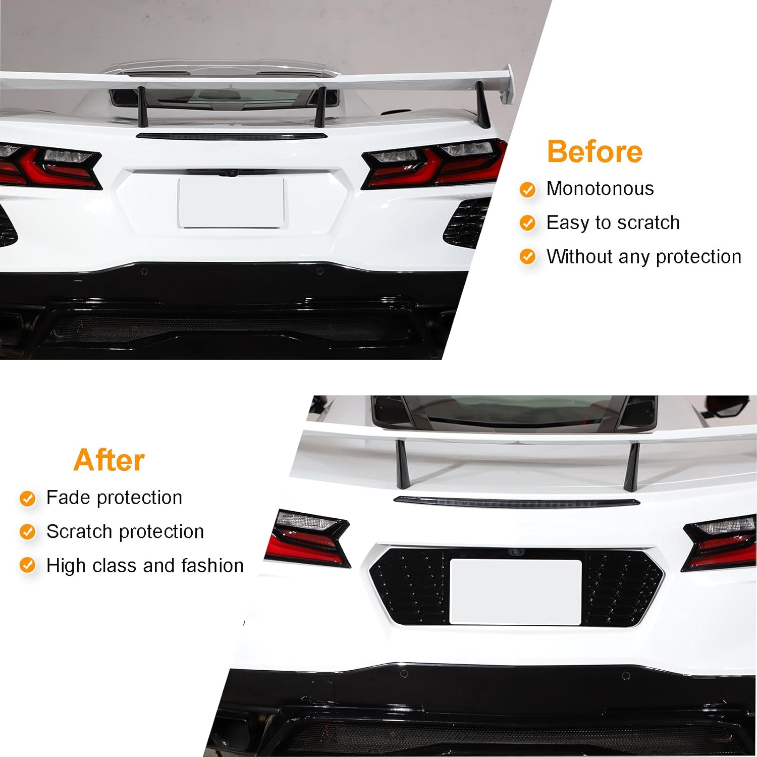 Rear License Frame Compatible with Chevrolet Corvette C8 2020-2025, Aluminum License Plate Frame Grill Vent Insert, License Plate Trim Base Accessories (Bright Black)